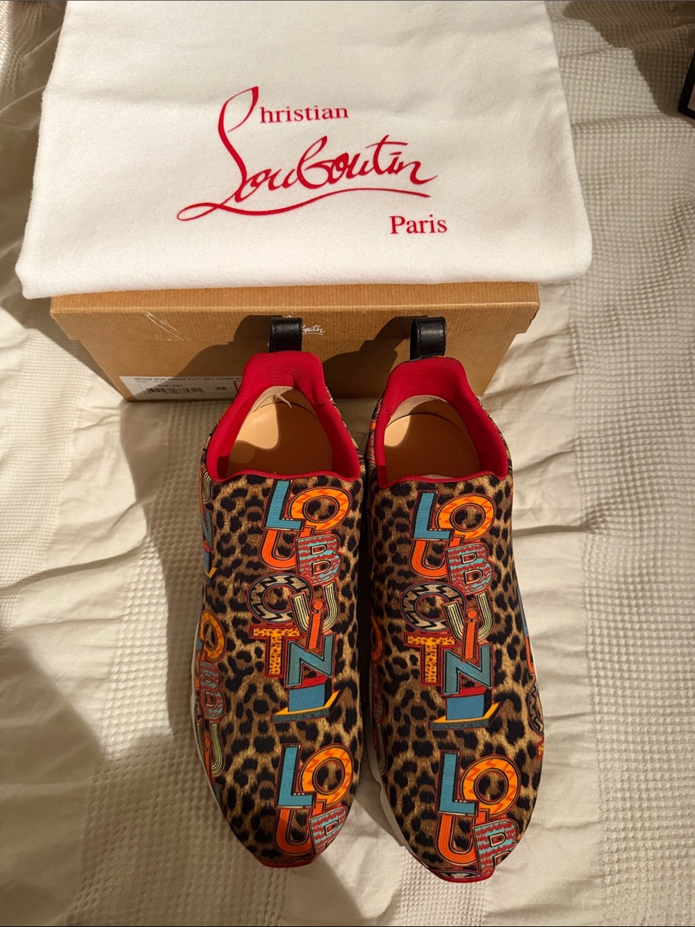 Christian Louboutin Run Donna Flat Neo leopard-Print Slip-On Sneakers